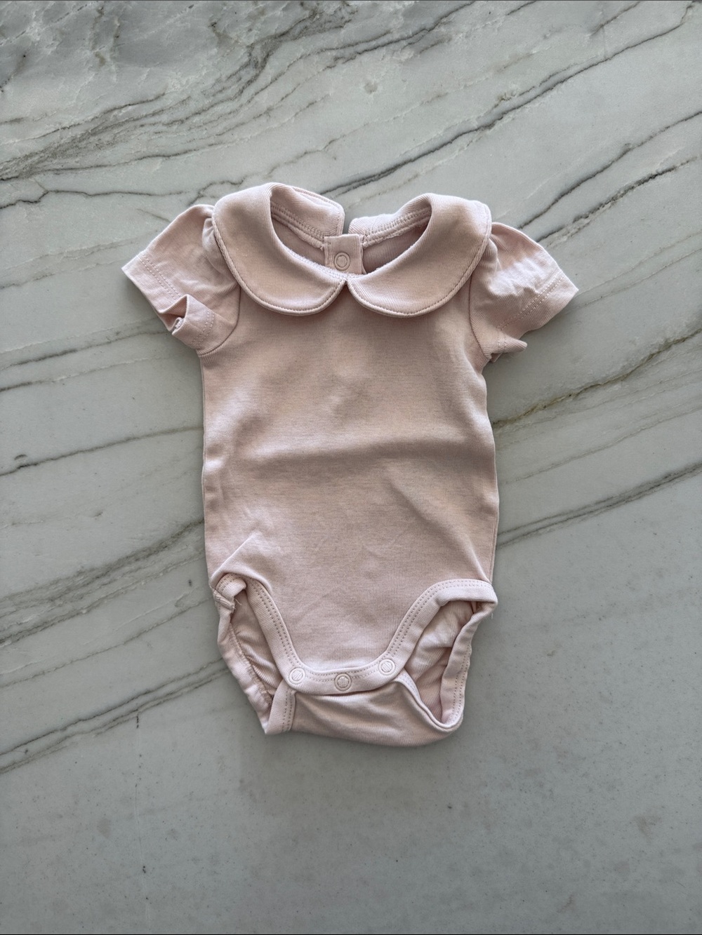 Classic Pink Peter Pan Collar One-Piece Bodysuit for Newborn